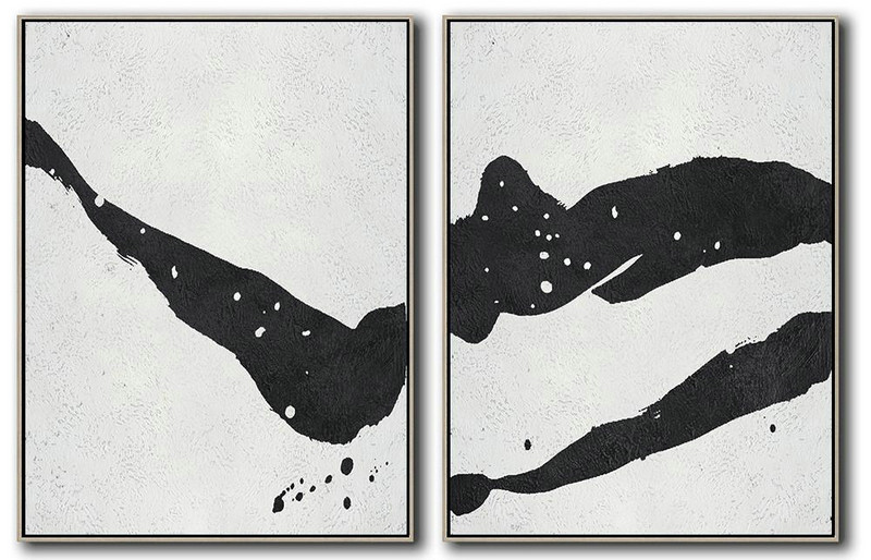 Hand Painted Extra Large Abstract Painting,Set Of 2 Minimal Painting On Canvas - Hand Painted Original Art